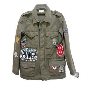 Sunset + Spring Utility Jacket Army Green Patch Coat Pockets Womens Size XS